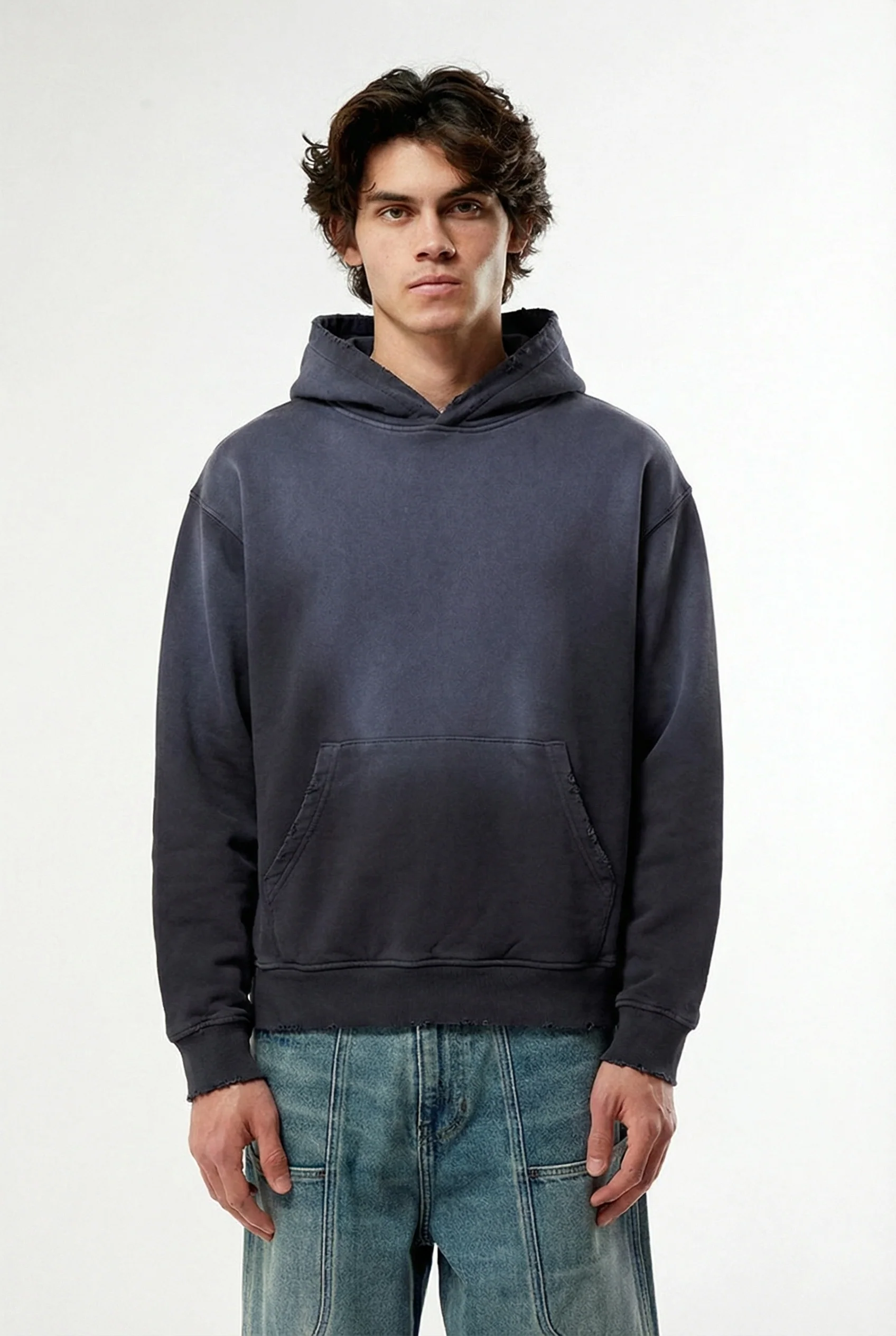 Sun Faded Vintage Black Hoodie