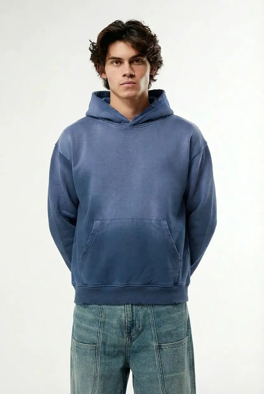 Sun Faded Vintage Blue Hoodie